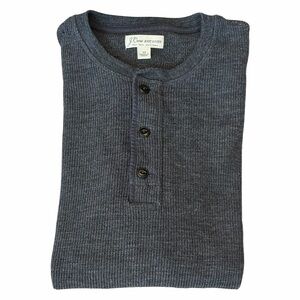 J.Crew Ribbed Charcoal Grey Henley Long Sleeve Sweater Men's Size Medium